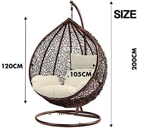 Double Swing Egg Chair with Cushions for Indoor & Outdoor Relaxation