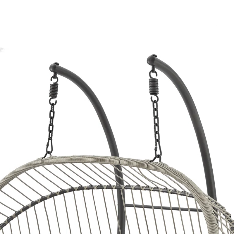 Double Hanging Egg Chair with Grey Cushions – Stylish Indoor & Outdoor Hammock Swing
