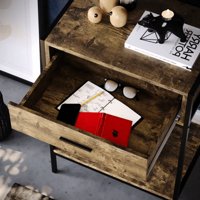 Modern 1-Drawer Console Table with Storage Shelf – Grey or Dark Wood Finish