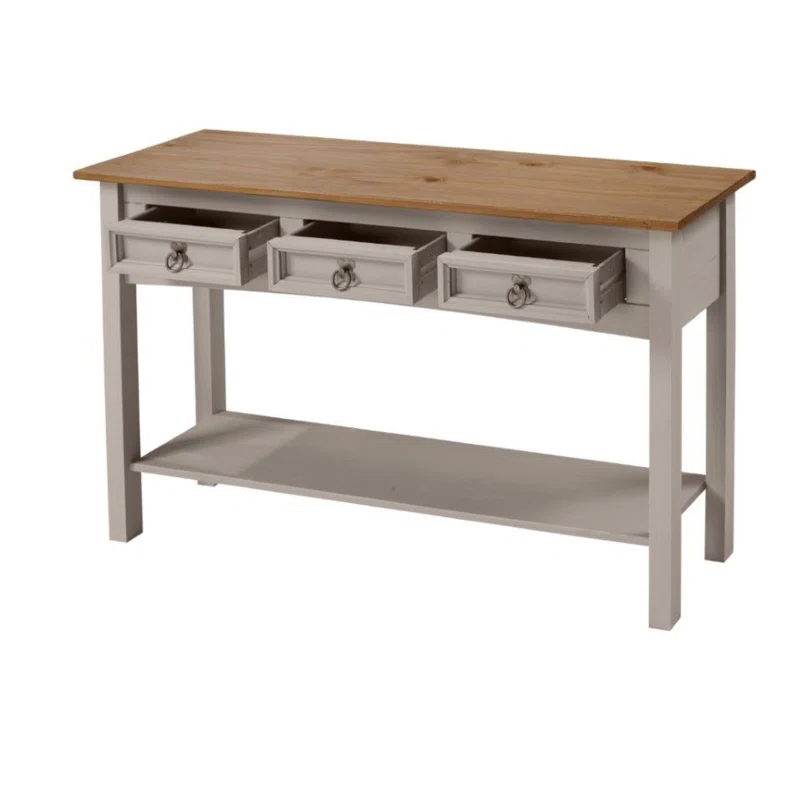 Solid Pine Console Table with 3 Drawers
