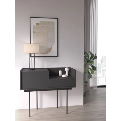 Minimalist Console Table with Drawer and Cabinet – Modern Design, High-Quality Melamine and Metal Construction