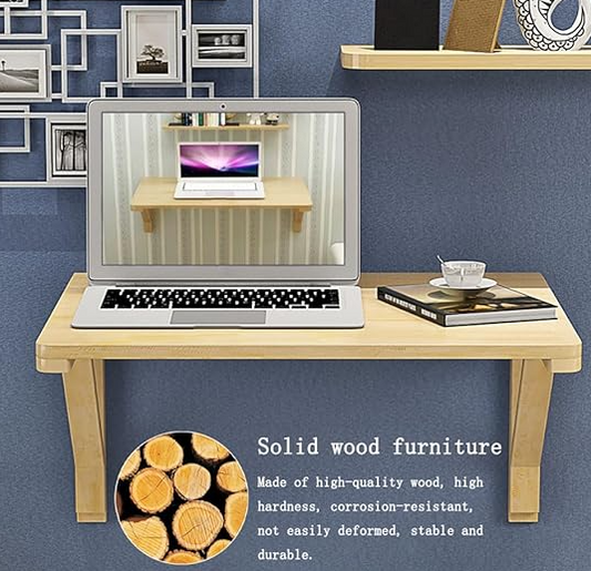 Wooden Wall Mounted Desk – Foldable Drop Leaf Table with Strong Load-Bearing