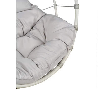 Outdoor Hanging Egg Chair with Rope Weave and Weather-Resistant Cushion – Pebble Colour