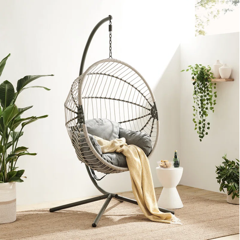 Hanging Egg Chair with Stand and Weatherproof Cushions – Indoor and Outdoor Use