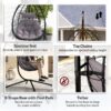 Outdoor Egg Swing Chair with Cushion and Folding Basket