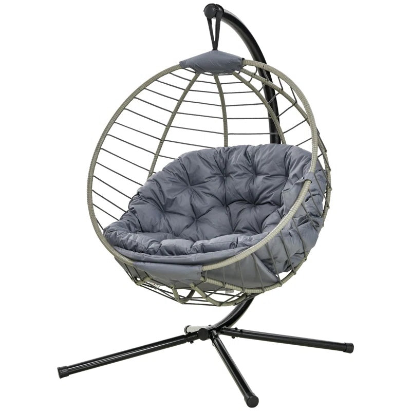 Hanging Egg Chair with Stand, Cushion, and Cup Holder - Indoor & Outdoor