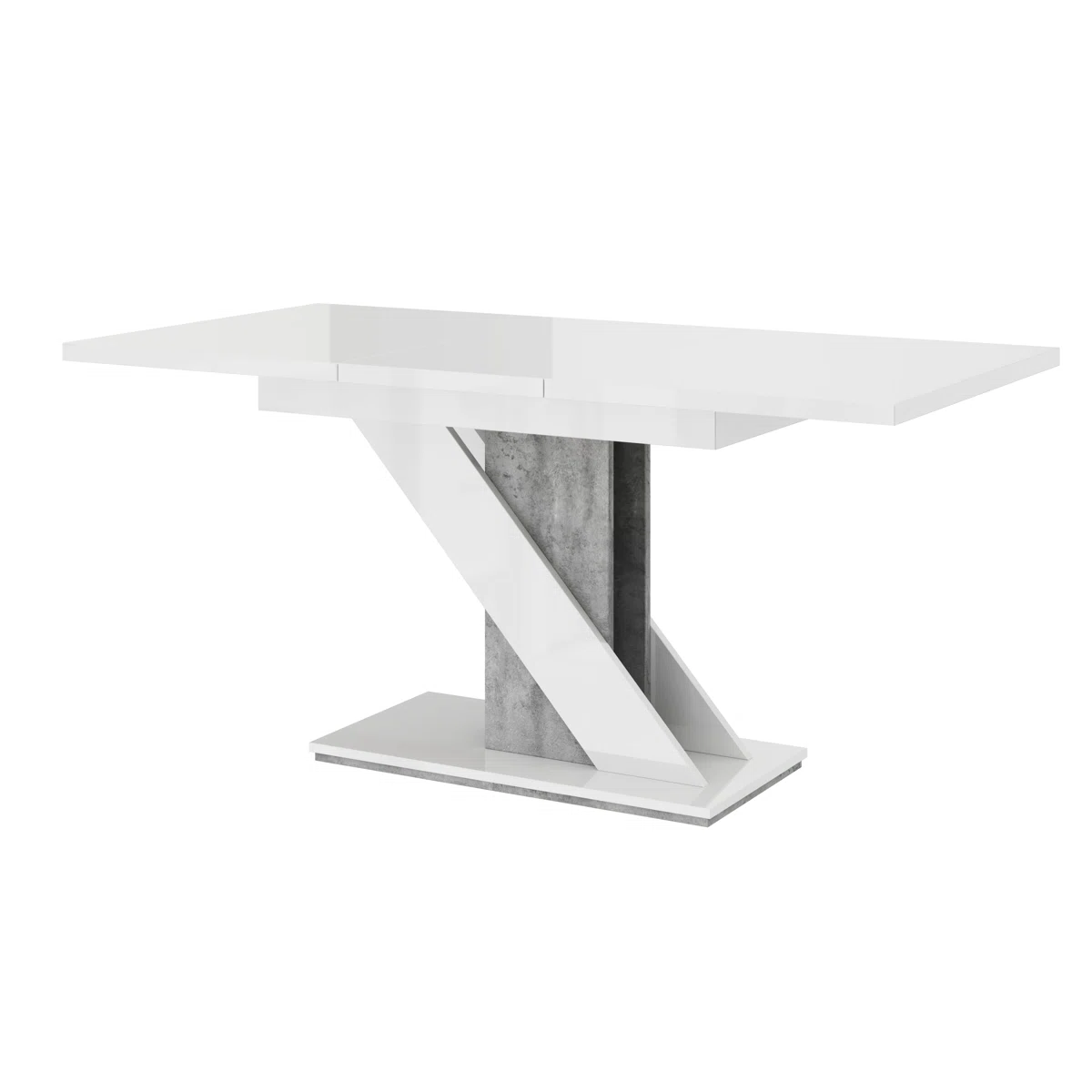 White Extendable Dining Table with Storage and Pedestal Base