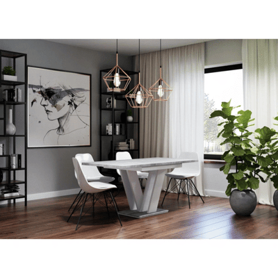Extendable V-Base Dining Table for 6–8 People – Gloss or Wood Finish Options