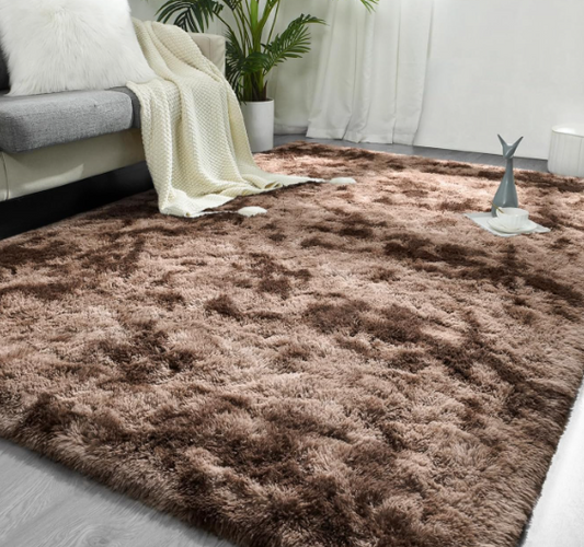 Super Soft Coffee Area Rug – Fluffy Shaggy Carpet for Living Room