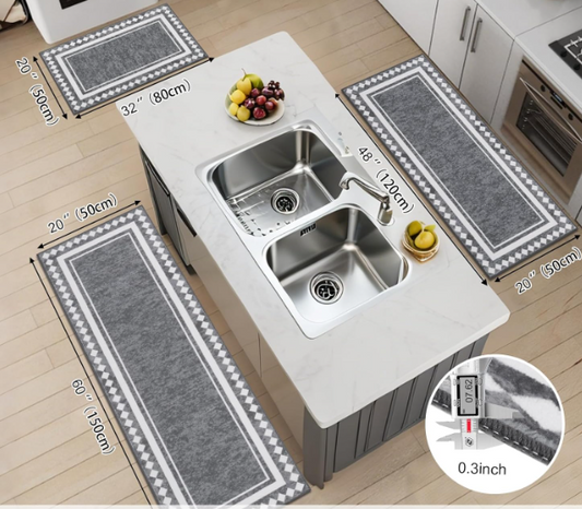 Kitchen Rugs Sets – Non Slip Washable Farmhouse Kitchen Mats