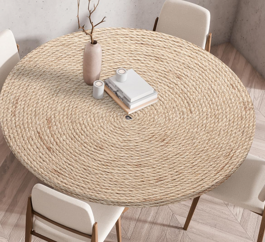 Tablecloth Polyester Elastic Edge – Wipeable Table Cover with 3D Retro Print