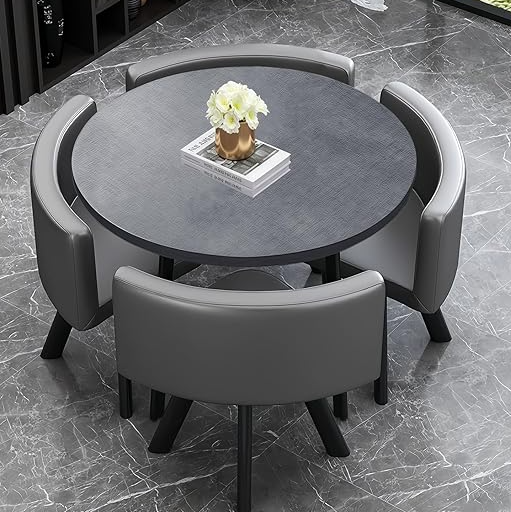 Dining Table Set with 4 Chairs – Round Modern Kitchen Table