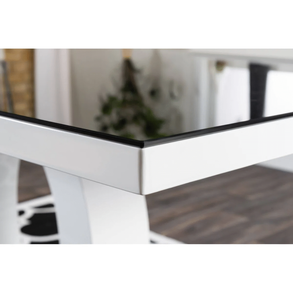 Black Glass & White High Gloss Pedestal Dining Table – 4 to 6 Seater - Image 2