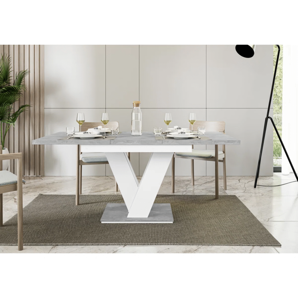 Extendable V-Base Dining Table for 6–8 People – Gloss or Wood Finish Options - Image 3