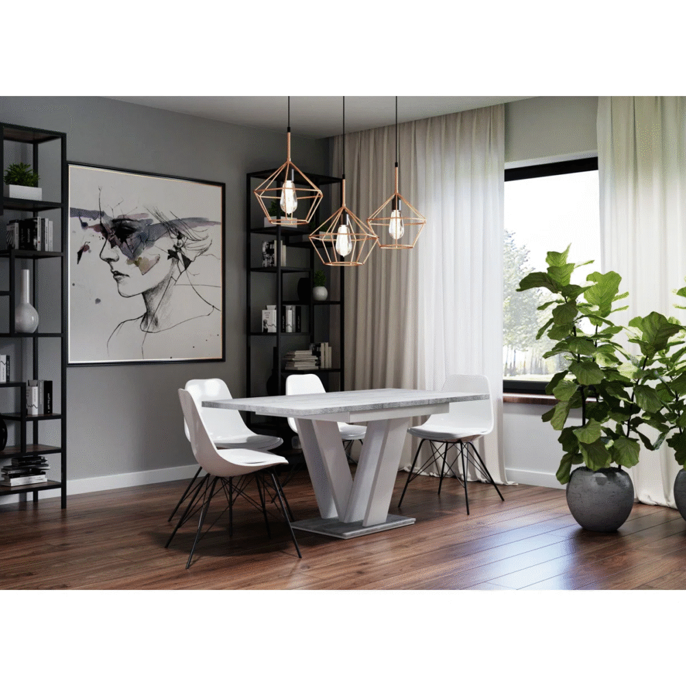 Extendable V-Base Dining Table for 6–8 People – Gloss or Wood Finish Options - Image 2