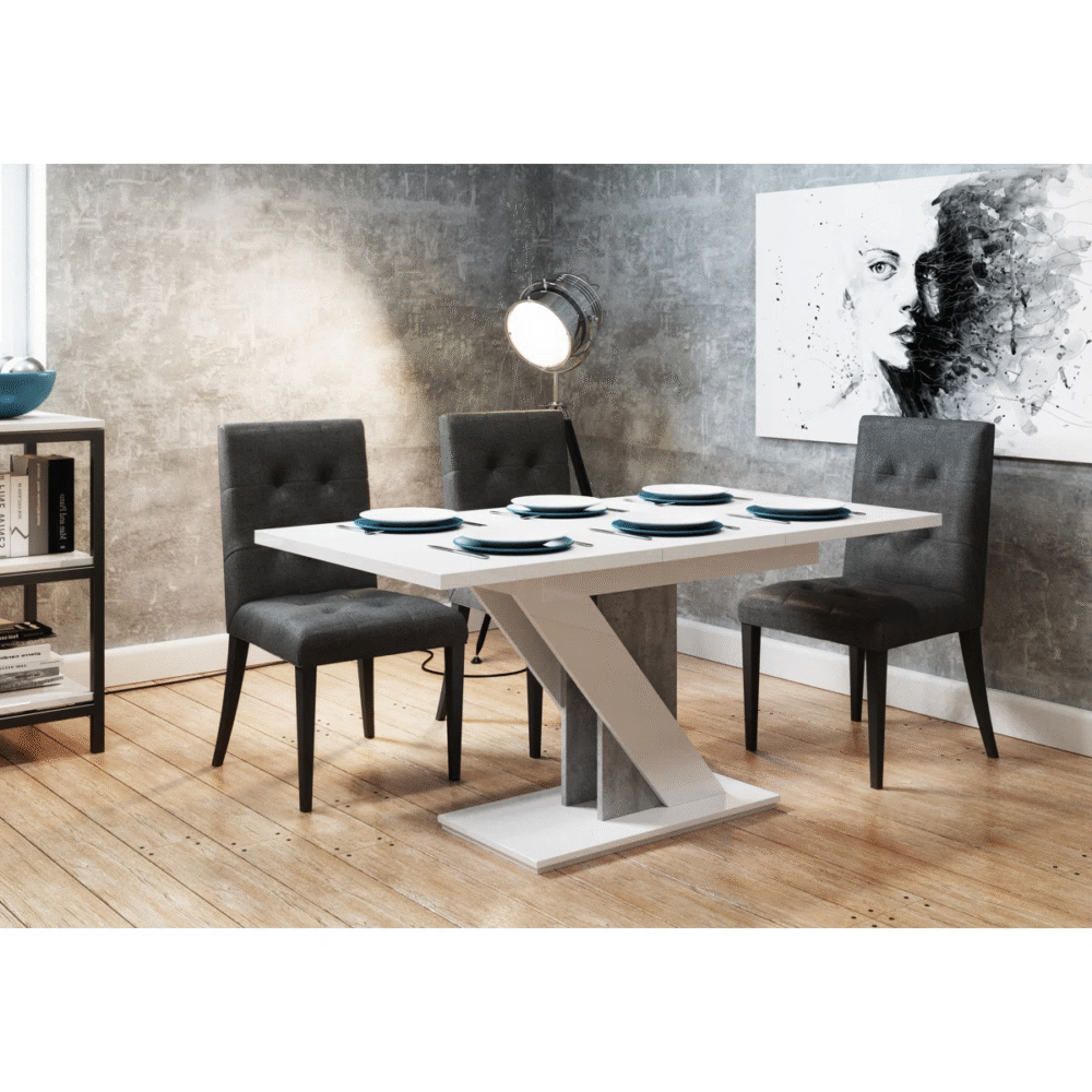 White Extendable Dining Table with Storage and Pedestal Base - Image 2