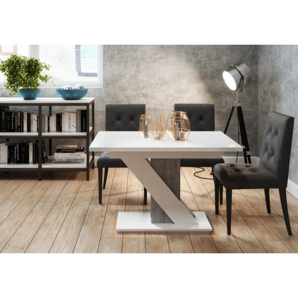 White Extendable Dining Table with Storage and Pedestal Base - Image 3