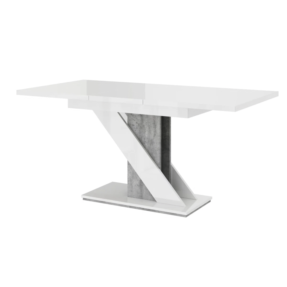 White Extendable Dining Table with Storage and Pedestal Base