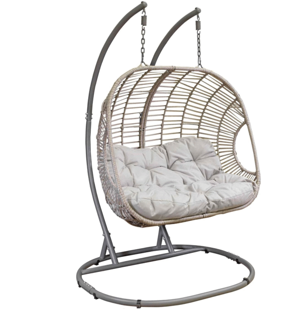 Stylish Hanging Egg Chair with Cushions - Comfortable Garden Swing with UV & Weather-Resistant Basket