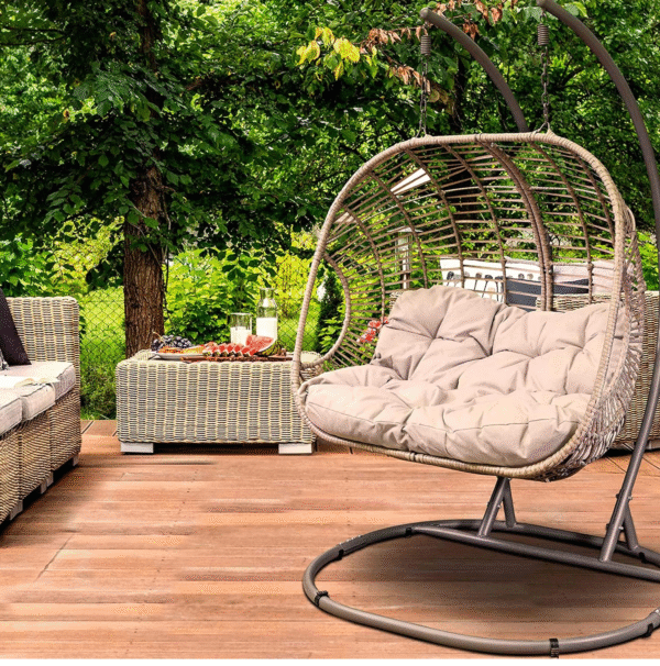 Stylish Hanging Egg Chair with Cushions - Comfortable Garden Swing with UV & Weather-Resistant Basket - Image 3