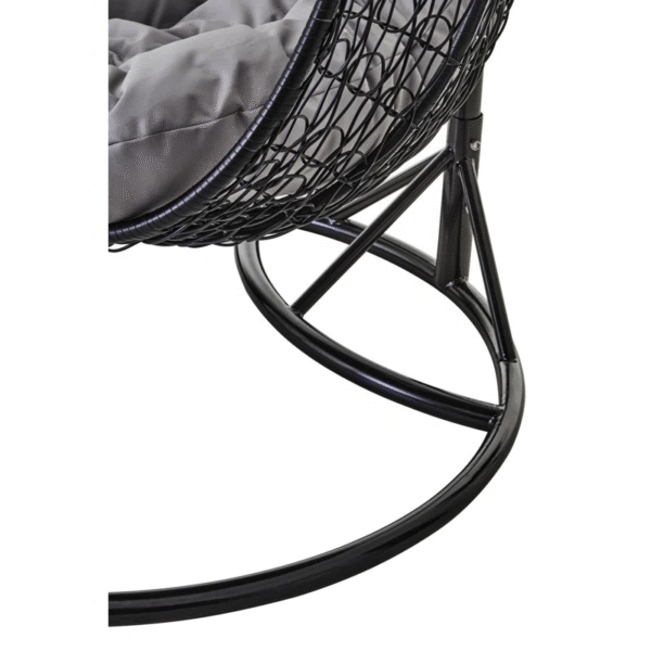 Double Hanging Egg Chair with Cushions – Indoor & Outdoor Swing in Black Rattan - Image 4