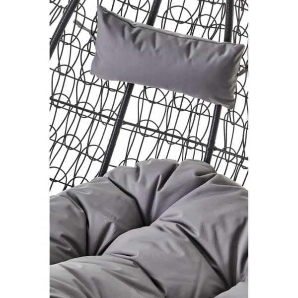 Double Hanging Egg Chair with Cushions – Indoor & Outdoor Swing in Black Rattan - Image 5