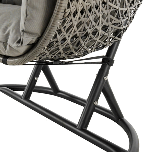 Double Hanging Egg Chair with Grey Cushions – Indoor & Outdoor Rattan Swing - Image 3