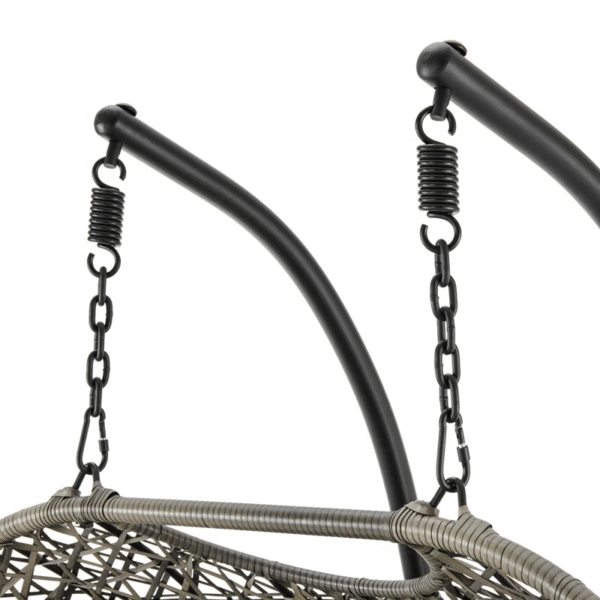 Double Hanging Egg Chair with Grey Cushions – Indoor & Outdoor Rattan Swing - Image 4