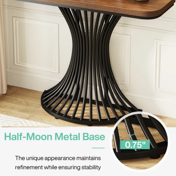 Industrial Console Table with Geometric Metal Base – Rustic Brown & Black - Image 2