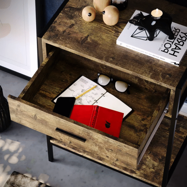 Modern 1-Drawer Console Table with Storage Shelf – Grey or Dark Wood Finish - Image 3
