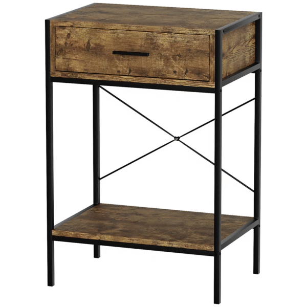 Modern 1-Drawer Console Table with Storage Shelf – Grey or Dark Wood Finish - Image 4