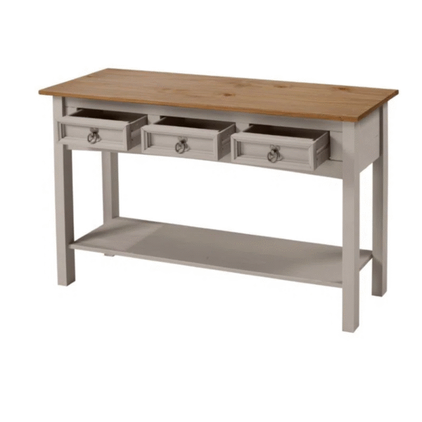 Solid Pine Console Table with 3 Drawers