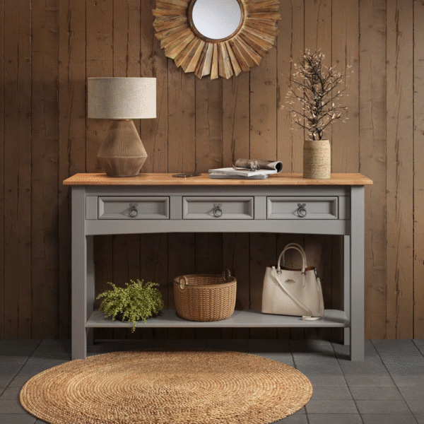 Solid Pine Console Table with 3 Drawers - Image 3