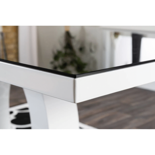 Black Glass & White High Gloss Pedestal Dining Table – 4 to 6 Seater - Image 2