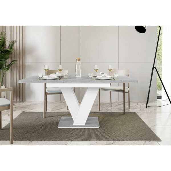Extendable V-Base Dining Table for 6–8 People – Gloss or Wood Finish Options - Image 3