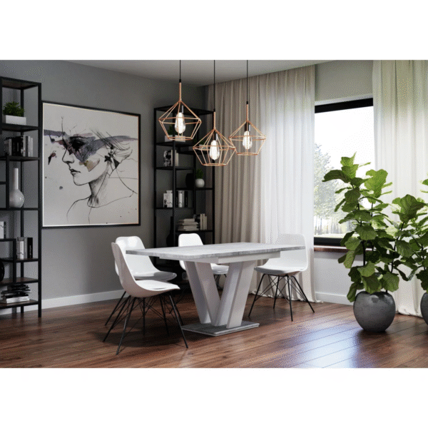 Extendable V-Base Dining Table for 6–8 People – Gloss or Wood Finish Options - Image 2