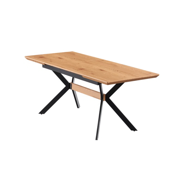 Extendable Oak Dining Table with Self-Storing Leaf