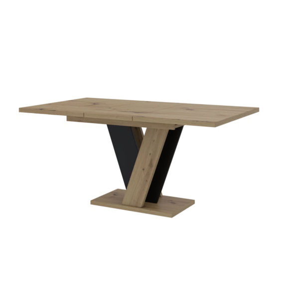 Modern Rectangular Extendable Pedestal Dining Table – High Gloss Finish
