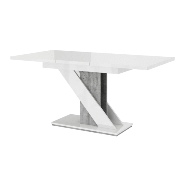 White Extendable Dining Table with Storage and Pedestal Base