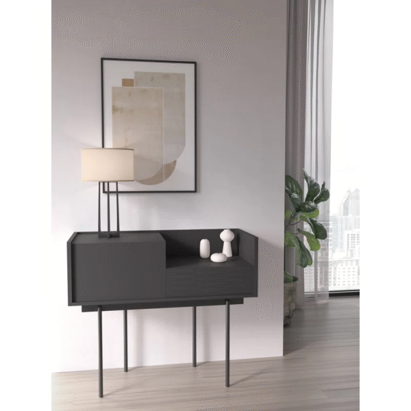 Minimalist Console Table with Drawer and Cabinet – Modern Design, High-Quality Melamine and Metal Construction