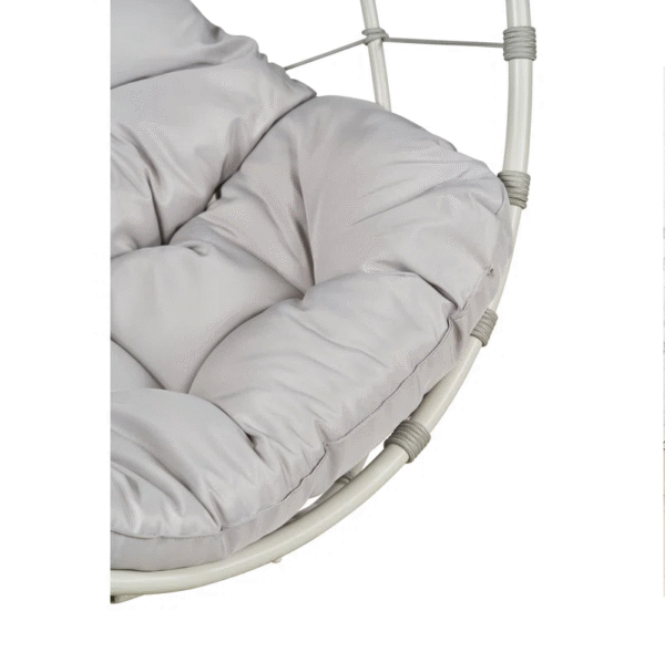 Outdoor Hanging Egg Chair with Rope Weave and Weather-Resistant Cushion – Pebble Colour - Image 3