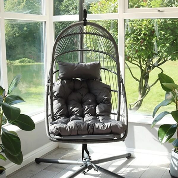 Relaxer Hanging Pod Egg Chair with Stand and Cushion