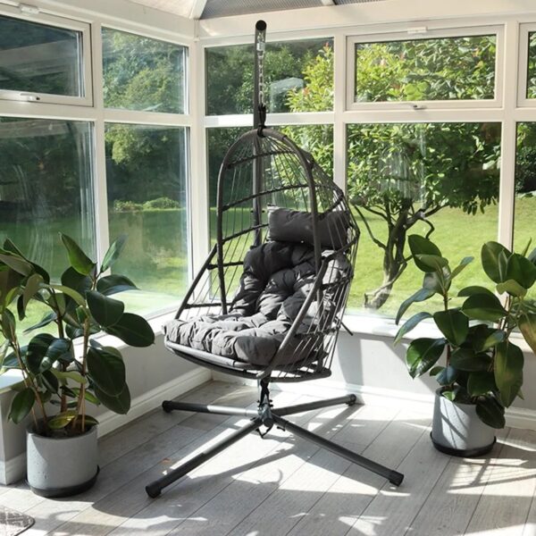 Relaxer Hanging Pod Egg Chair with Stand and Cushion - Image 4