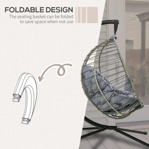 Hanging Egg Chair with Stand, Cushion, and Cup Holder - Indoor & Outdoor - Image 4