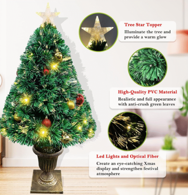 Artificial Christmas Tree -Fiber Optic Xmas Tree with LED Lights - Image 3