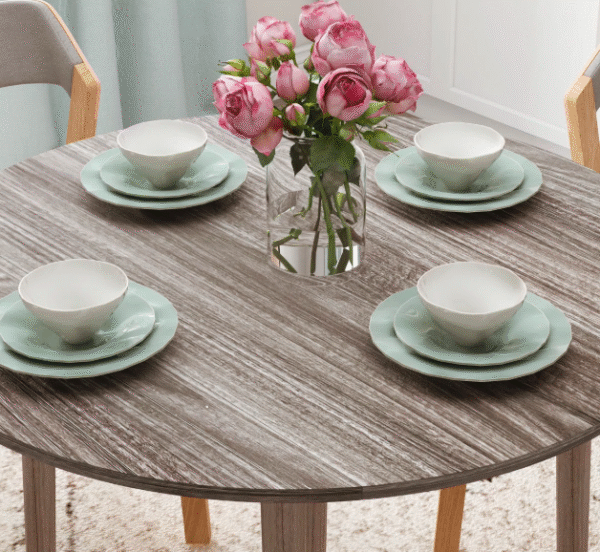 Drop Leaf Dining Table Extendable Pine Wood and Particleboard with Melamine Coating