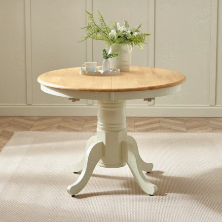 Wooden Extendable Dining Table with Pedestal Leg Round - Seats 4-6
