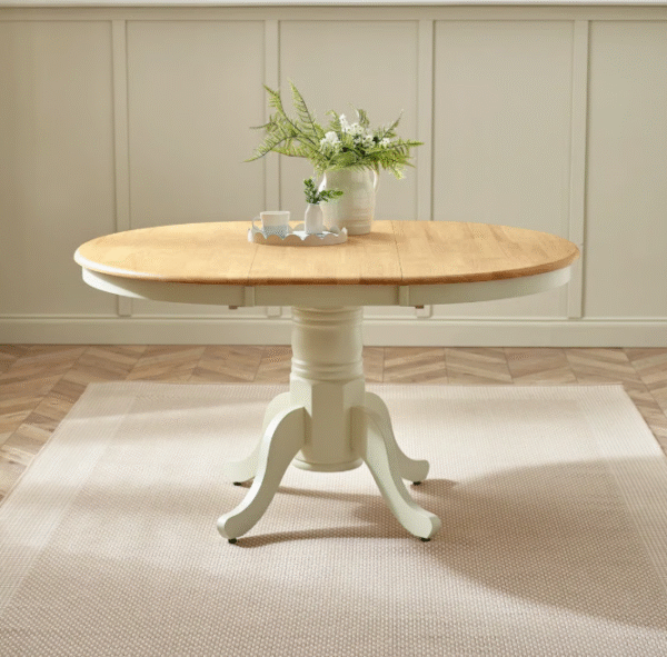 Wooden Extendable Dining Table with Pedestal Leg Round - Seats 4-6 - Image 2