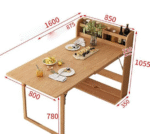 Drop Leaf Wall Mounted Folding Table – Extendable Dining Table with Storage Shelf