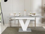 Extendable Dining Table with V-Shaped Base